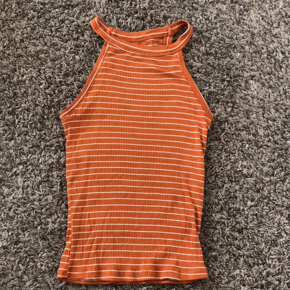 Orange and white striped top